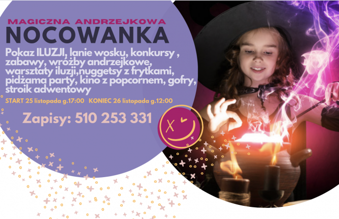 MAGICZNA Andrzejkowa NOCOWANKA- 19h opieki i zabawy dla dzieci z nocką poza domem